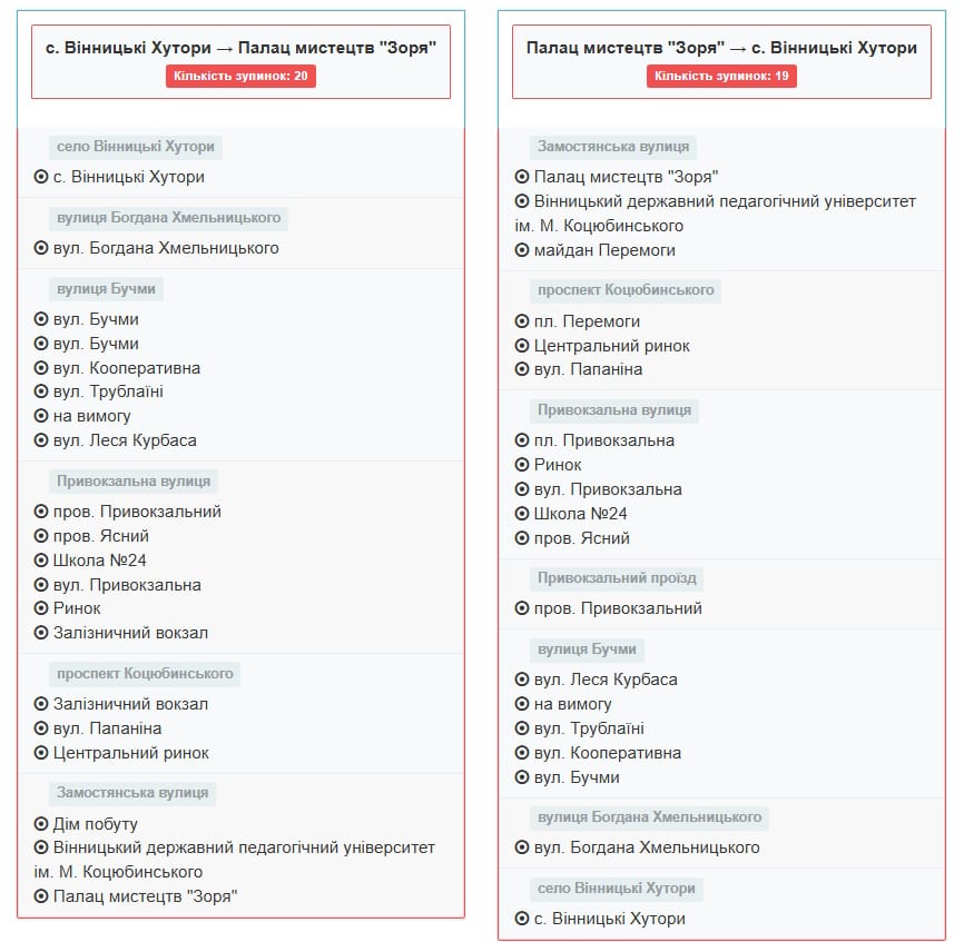Маршрутне таксі Вінниця 8А